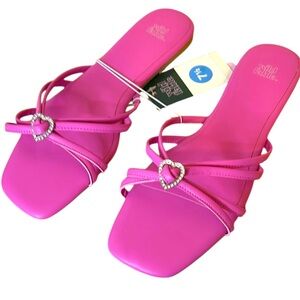 Pink Strappy Sandals with Heart Detail